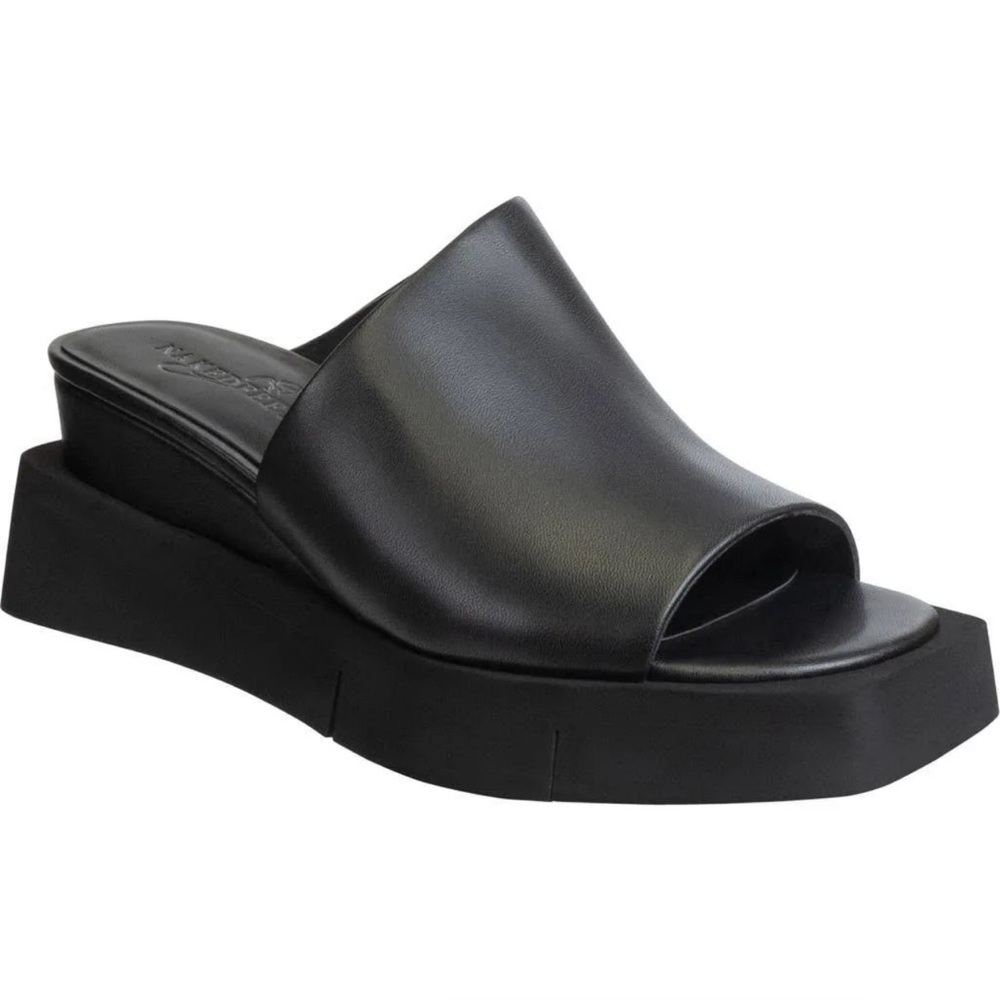 Naked Feet Black Open-Toe Platform Slide Sandals